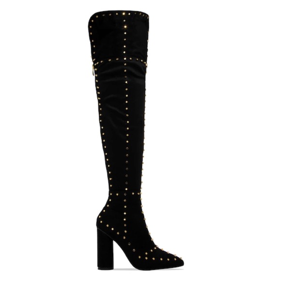 **SALE** Over the Knee Studded Heel Suede Boots - Picture 1 of 3